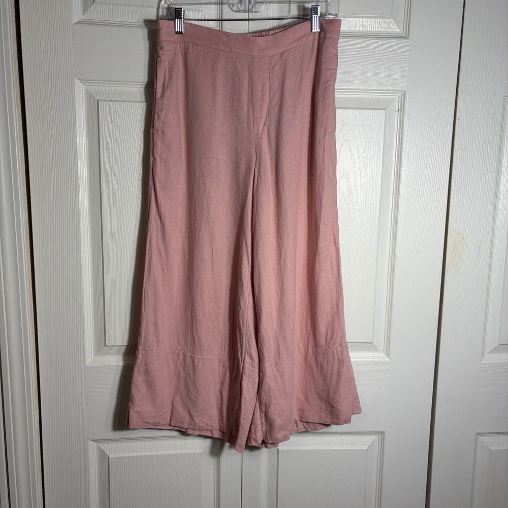 Banana Republic Linen Blend Wide Leg Cropped Pants Women S Bridal Rose Pink Boho
